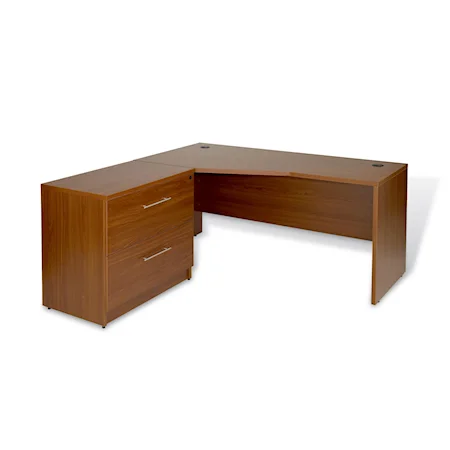 Corner L-Shape Desk With Two Lateral File Drawers